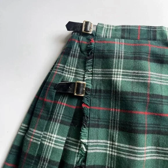 Green Plaid Tartan Kilt Skirt - Picture 3 of 3